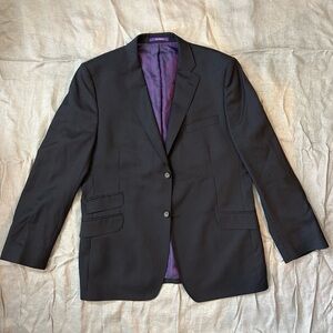 Slim fit Ted Baker dark blue / navy suit jacket / blazer with purple lining